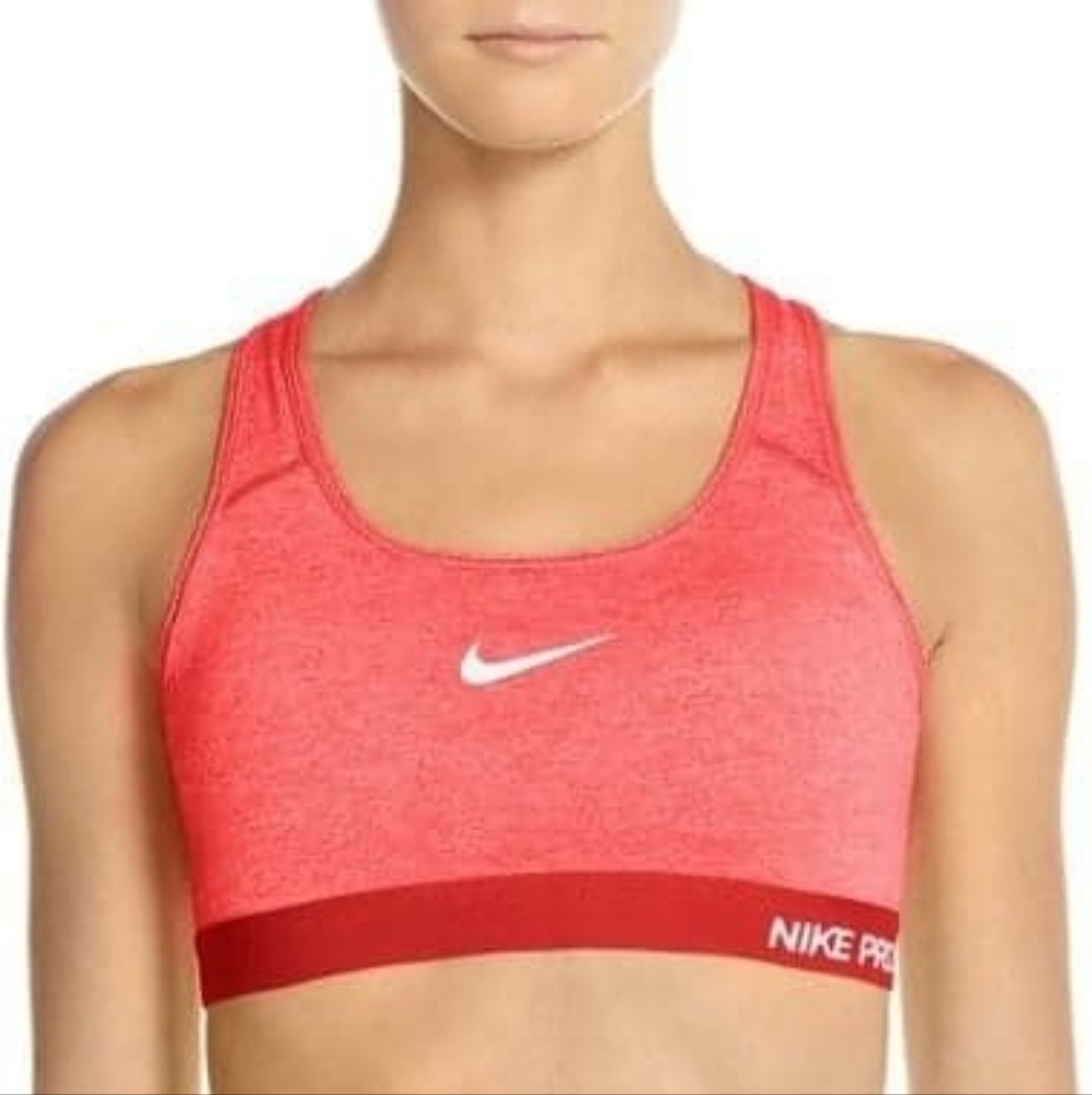Nike Pro Classic Red Dri Fit Racerback Padded Frequency Sports Bra Size Large